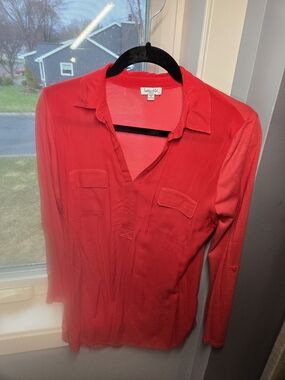 Splendid Vibrant Red Mixed Media Blouse